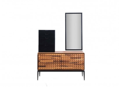 Bedroom dresser with mirror brown wood add-on wardrobe dresser set